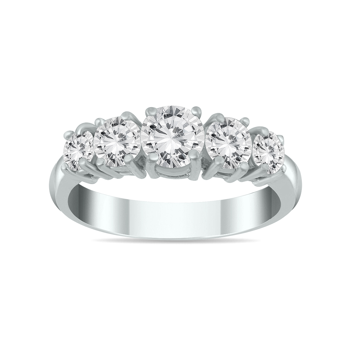 Image of 1 1/4 Carat TW 5 Stone White Diamond Ring in 14K White Gold (K-L Color I2-I3 Clarity)