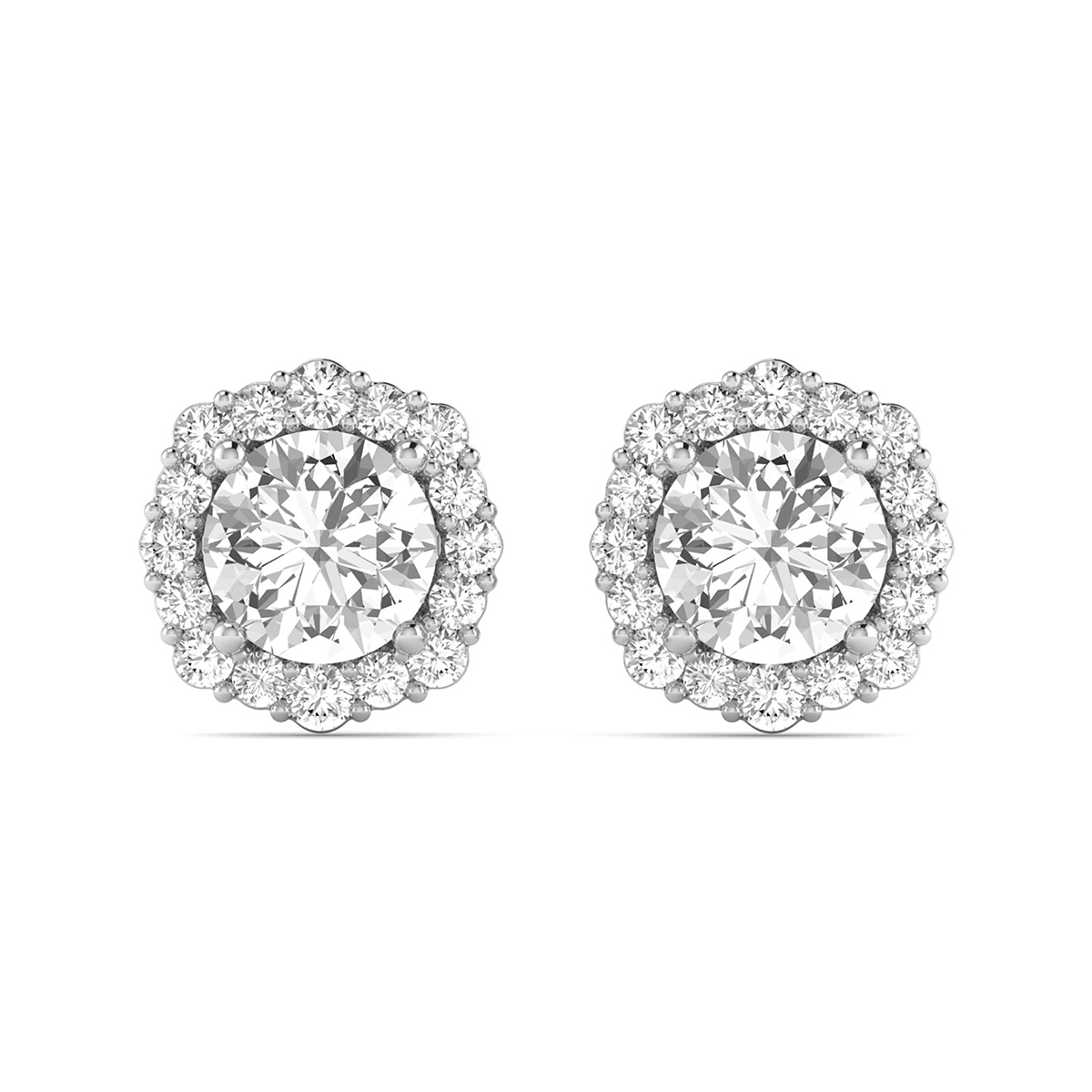 Image of 1 1/5 Carat TW Floral Halo Diamond Stud Earrings 14K White Gold