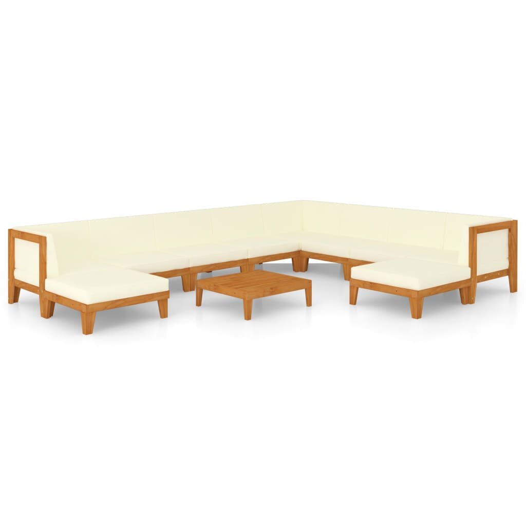 Image of 11 Piece Garden Lounge Set with Cushions Solid Acacia Wood
