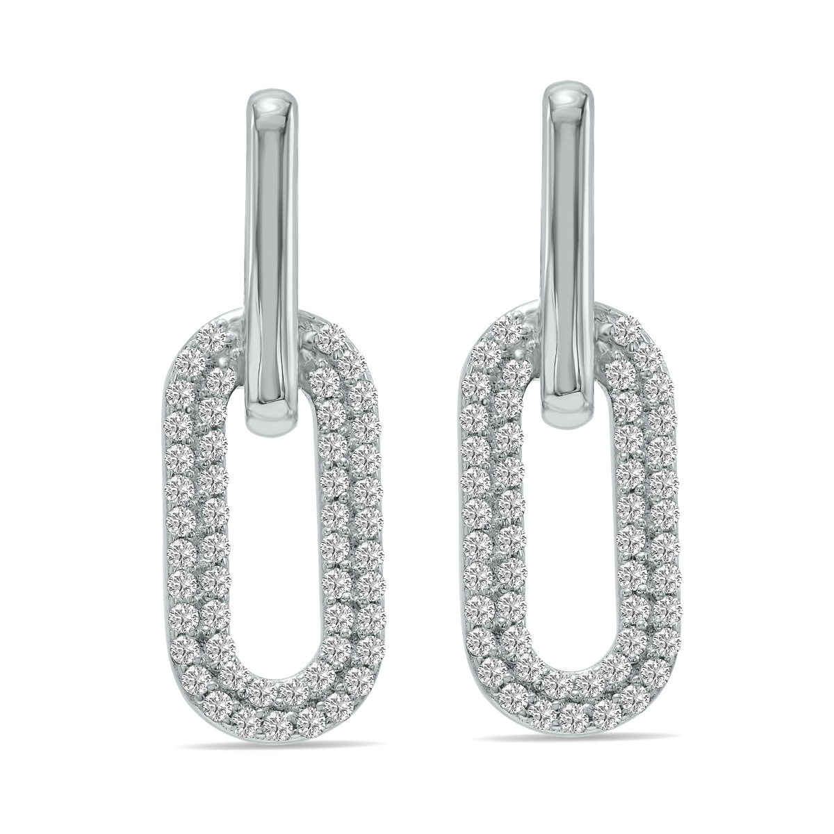 Image of 1/2 CTW Lab Grown Diamond Dangling Drop Earrings in 10K White Gold (F-G Color VS1- VS2 Clarity)