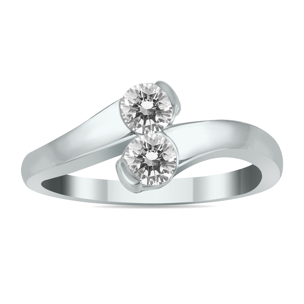 Image of 1/2 Carat TW Natural Diamond Unity Ring in 14K White Gold