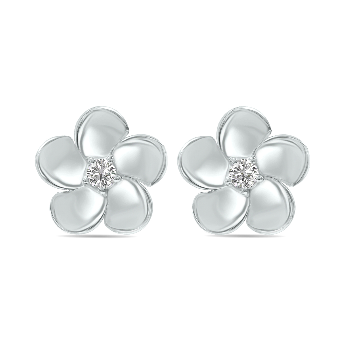 Image of 1/3 CTW Lab Grown Diamond Flower Stud Earrings in 10K White Gold (F-G Color VS1- VS2 Clarity)