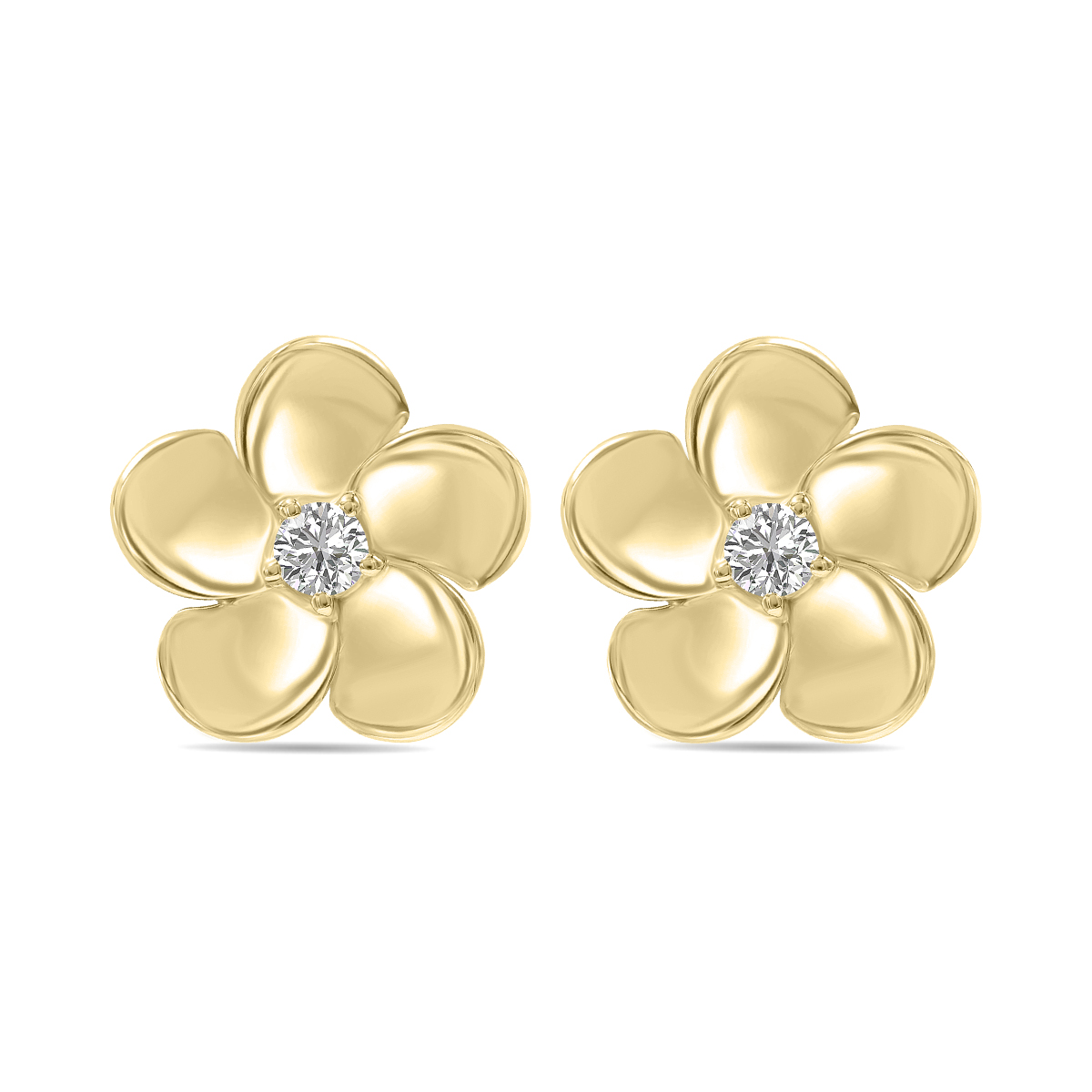 Image of 1/3 CTW Lab Grown Diamond Flower Stud Earrings in 10K Yellow Gold (F-G Color VS1- VS2 Clarity