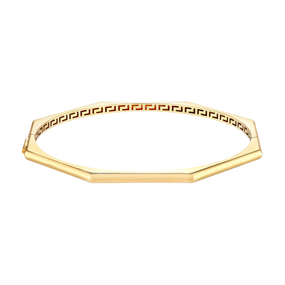 Image of 14K Solid Yellow Gold Geometric Octagon Bangle Bracelet