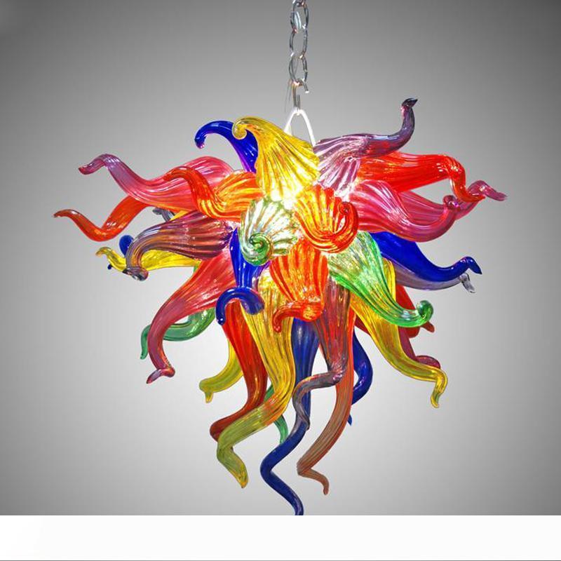 Image of 16inch Fancy Art Glass Pendant Lamps Colored LustrehSmall Multi color Hand Blown Glass Chandeliers Lighting for Bedroom Lighting Fi xture