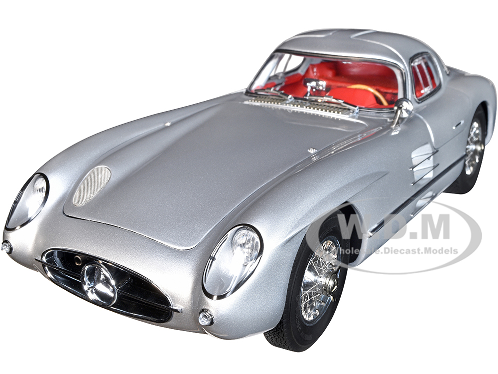 Image of 1955 Mercedes-Benz 300 SLR "Uhlenhaut Coupe" Silver with Red Interior 1/18 Diecast Model Car by CMC
