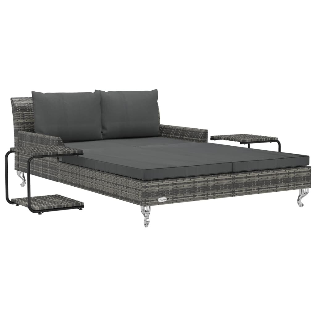 Image of 2-Person Garden Sun Bed with Cushions Poly Rattan Gray
