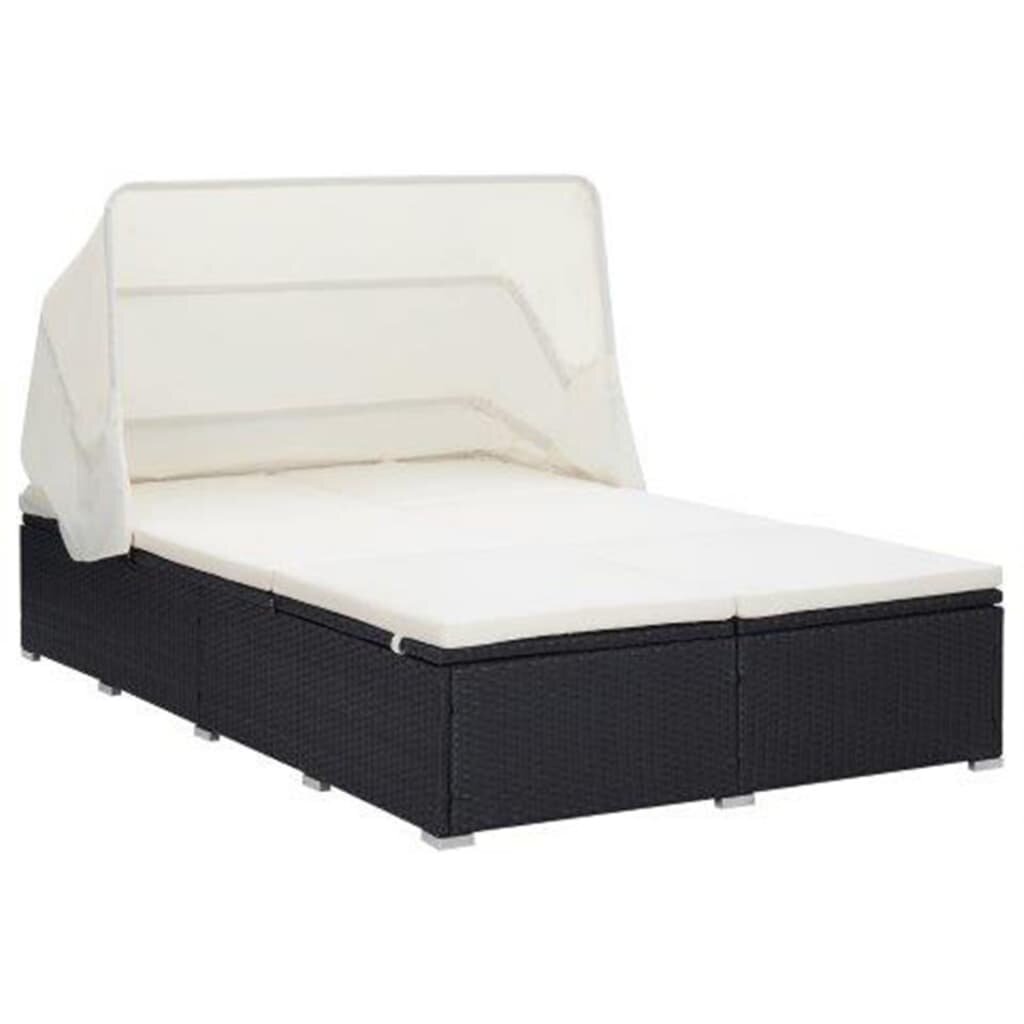 Image of 2-Person Sunbed with Cushion Poly Rattan Black