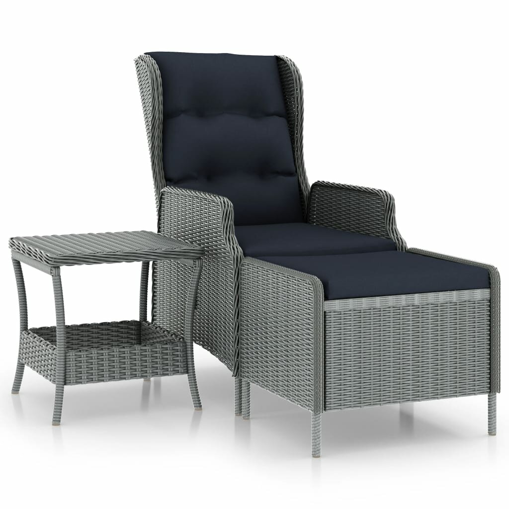 Image of 2 Piece Garden Lounge Set with Cushions Poly Rattan Light Gray