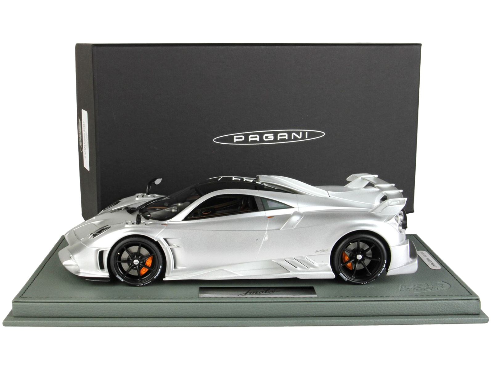 Image of 2020 Pagani Imola Matt Silver with Black Top with DISPLAY CASE Limited Edition to 220 pieces Worldwide model car 1/18 Model Car by BBR