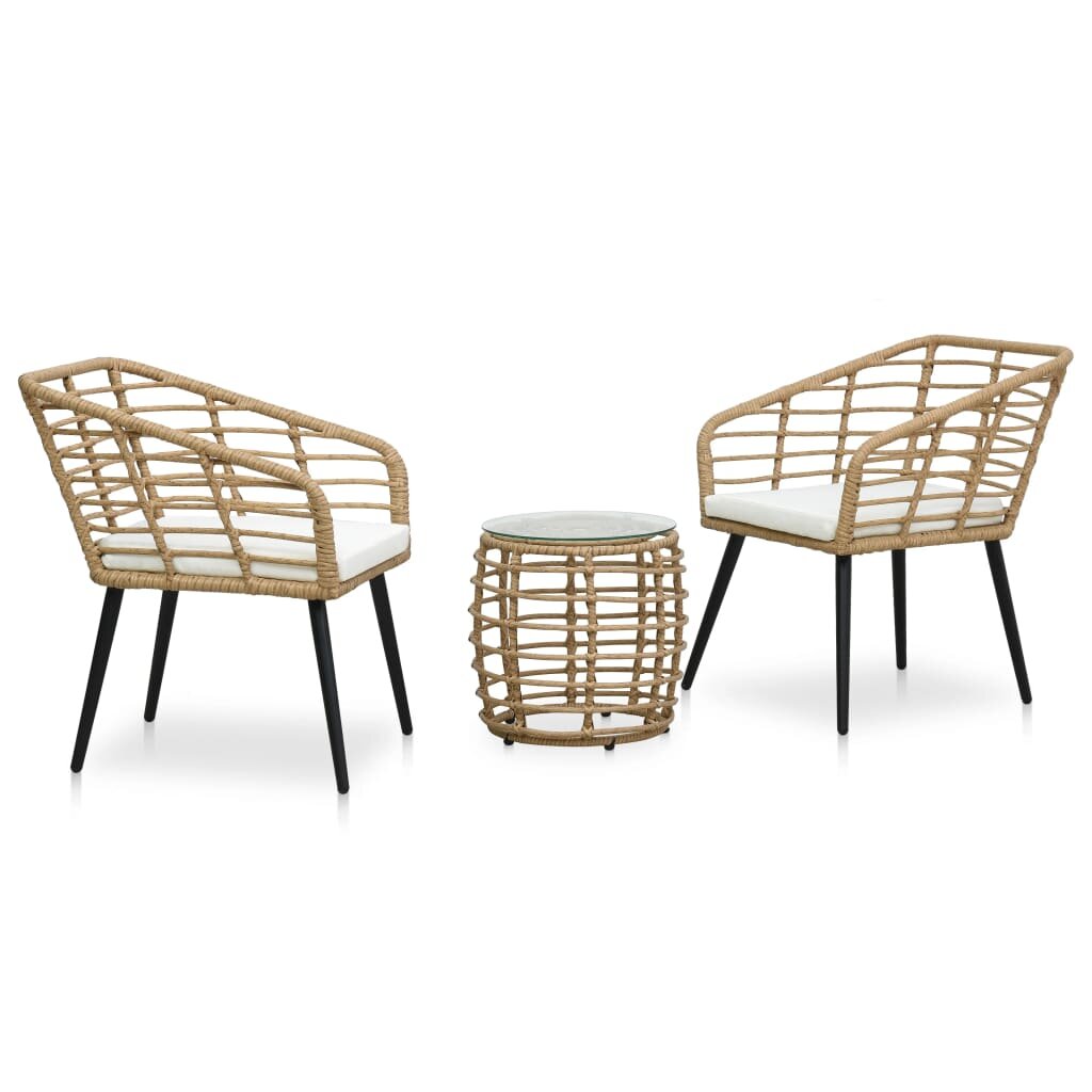 Image of 3 Piece Bistro Set Poly Rattan Oak