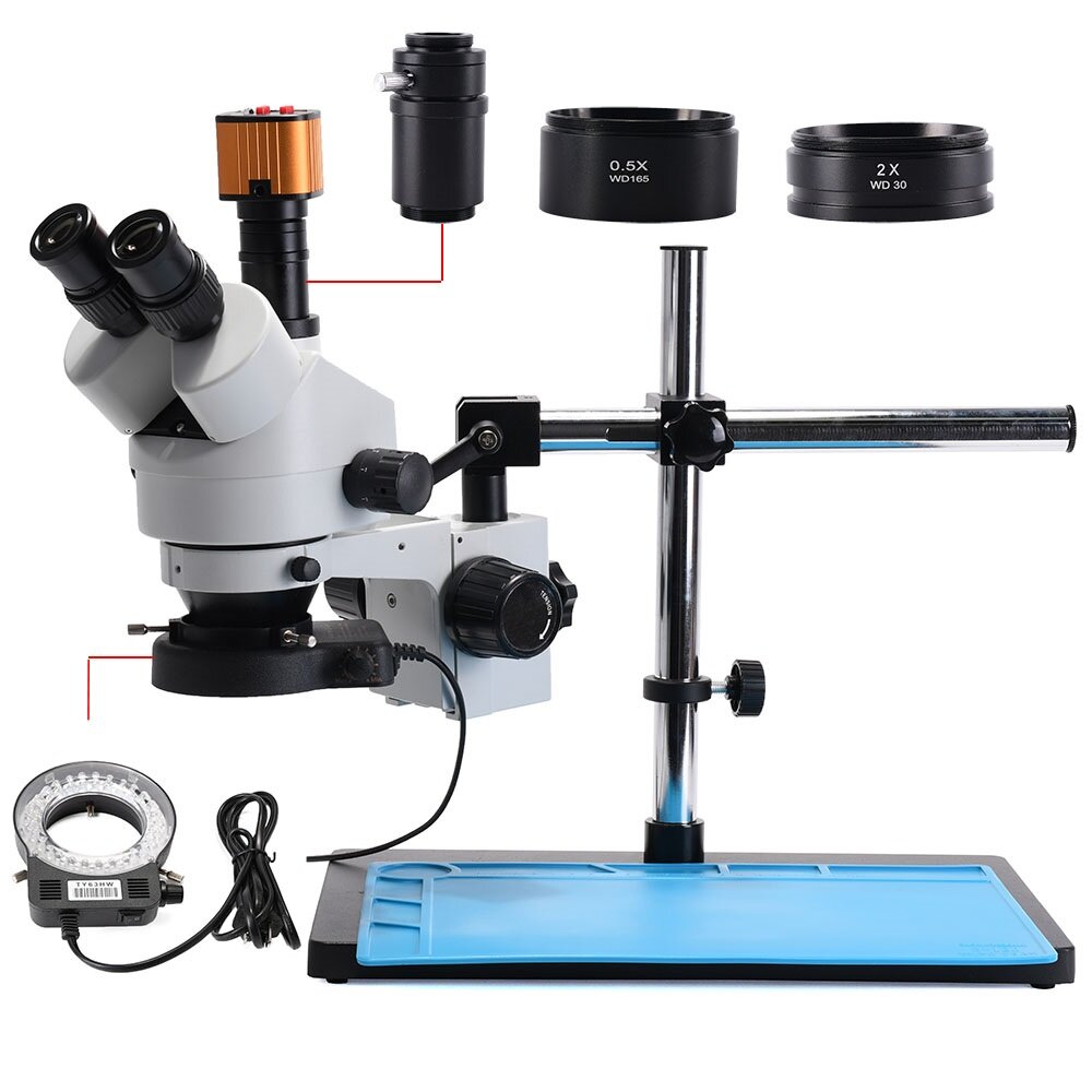 Image of 35~90X Zoom Magnification Stereo Microscope 16MP Camera Microscope For Industrial PCB Repair Sturdy All-metal Pillar St
