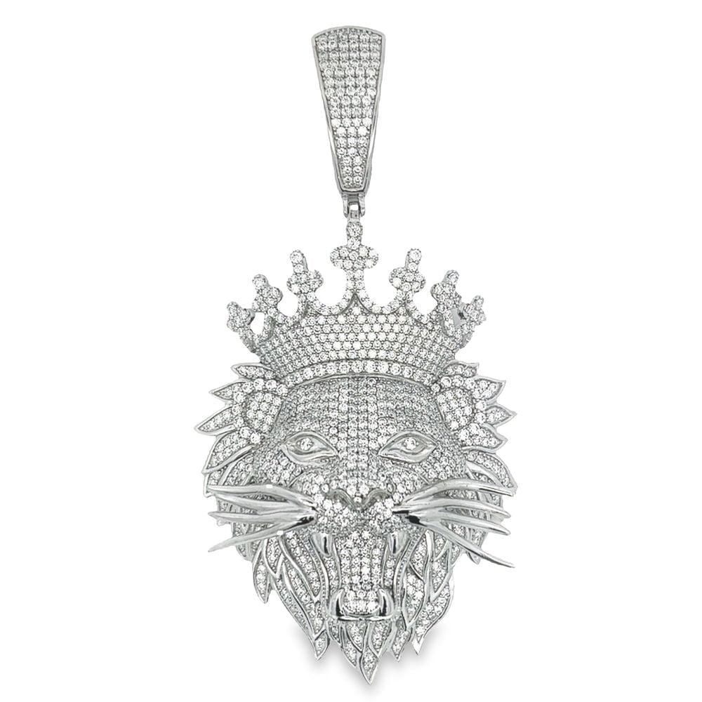 Image of 3D Crown Lion VVS Moissanite Pendant 1013cttw 925 Sterling Silver ID 42719909609665