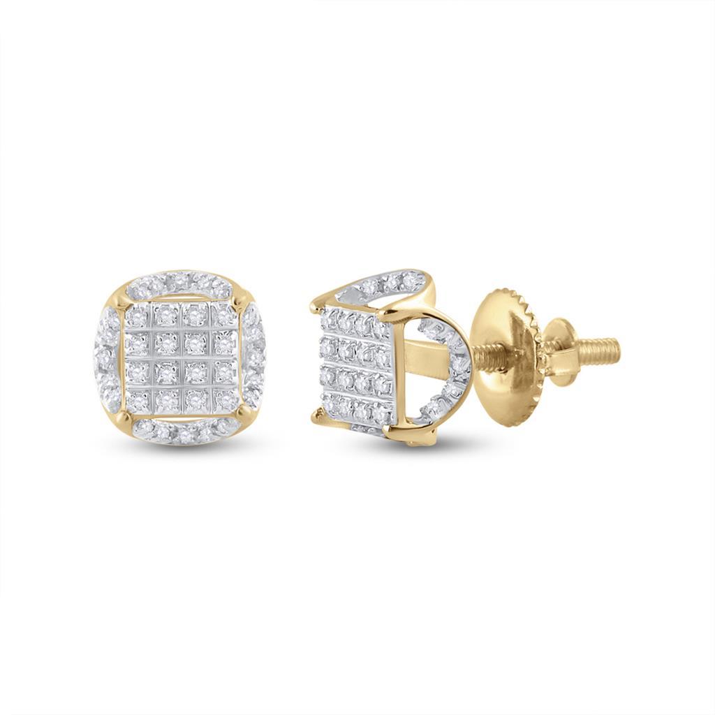 Image of 3D Illusion Solitaire Micro Pave Diamond Earrings 10K Gold ID 39540485718209