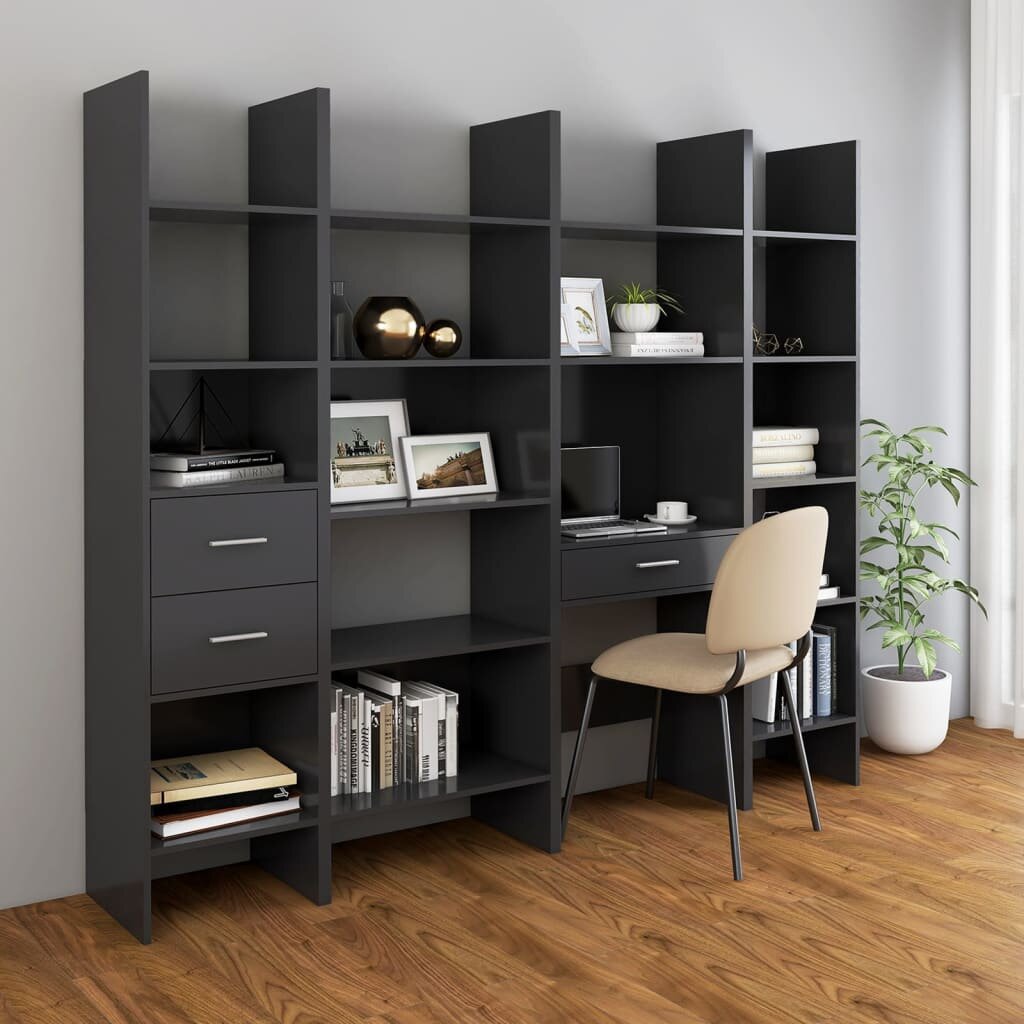Image of 4 Piece Book Cabinet Set Gray Chipboard