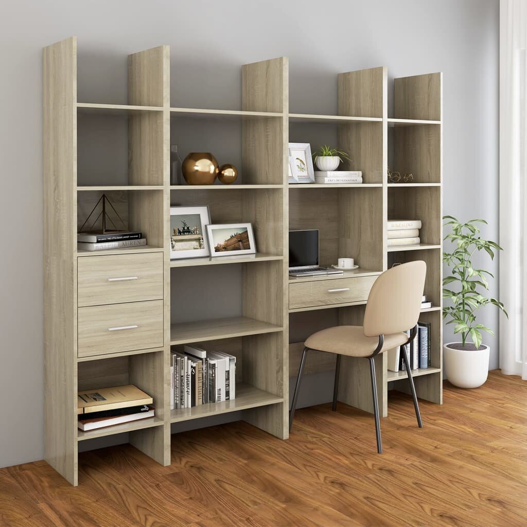 Image of 4 Piece Book Cabinet Set Sonoma Oak Chipboard