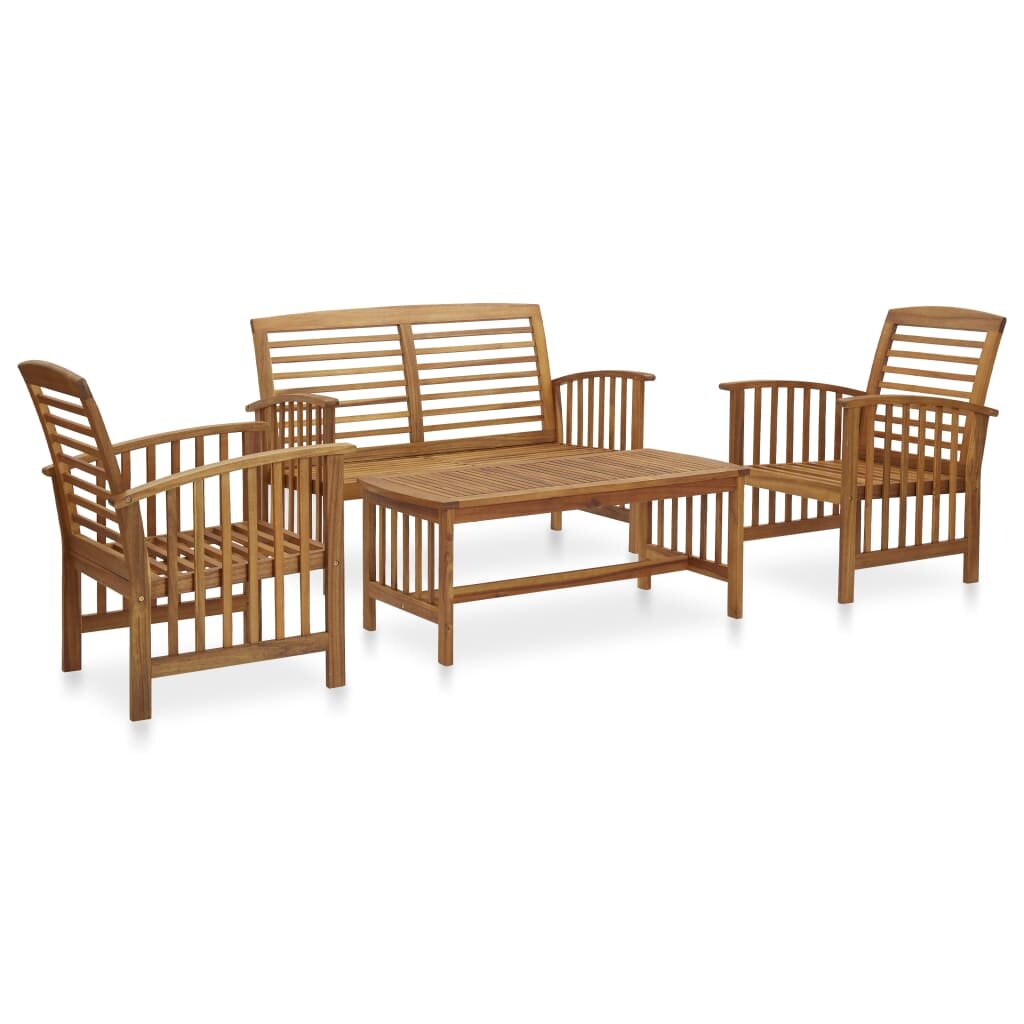 Image of 4 Piece Garden Lounge Set Solid Acacia Wood