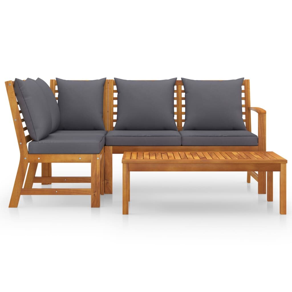 Image of 4 Piece Garden Lounge Set with Cushion Solid Acacia Wood