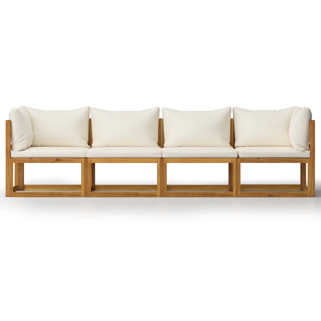 Image of 4-Seater Garden Sofa with Cushion Cream Solid Acacia Wood