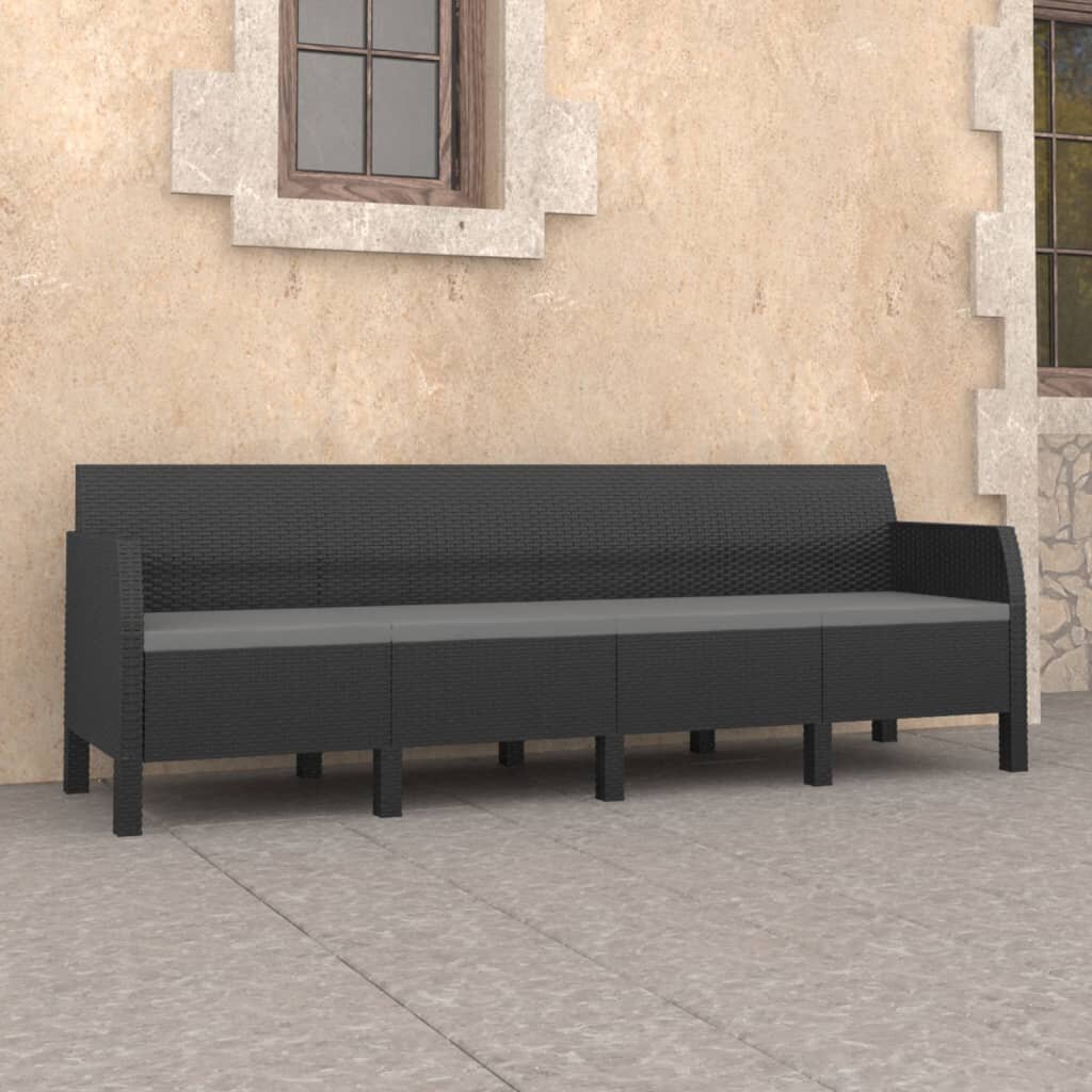 Image of 4-Seater Garden Sofa with Cushions Anthracite PP