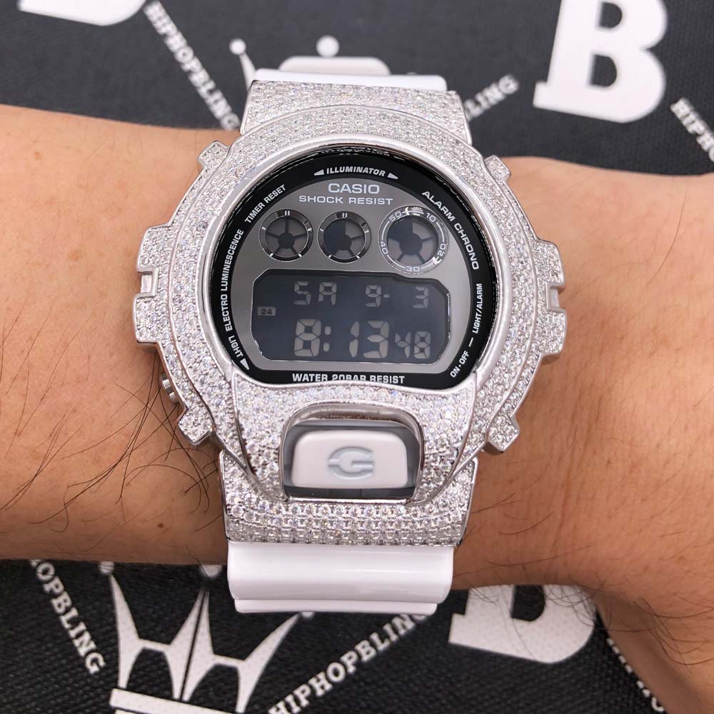 Image of 425 Carat Moissanite VVS Iced Out G Shock DW6900 Custom Watch ID 41954090451137