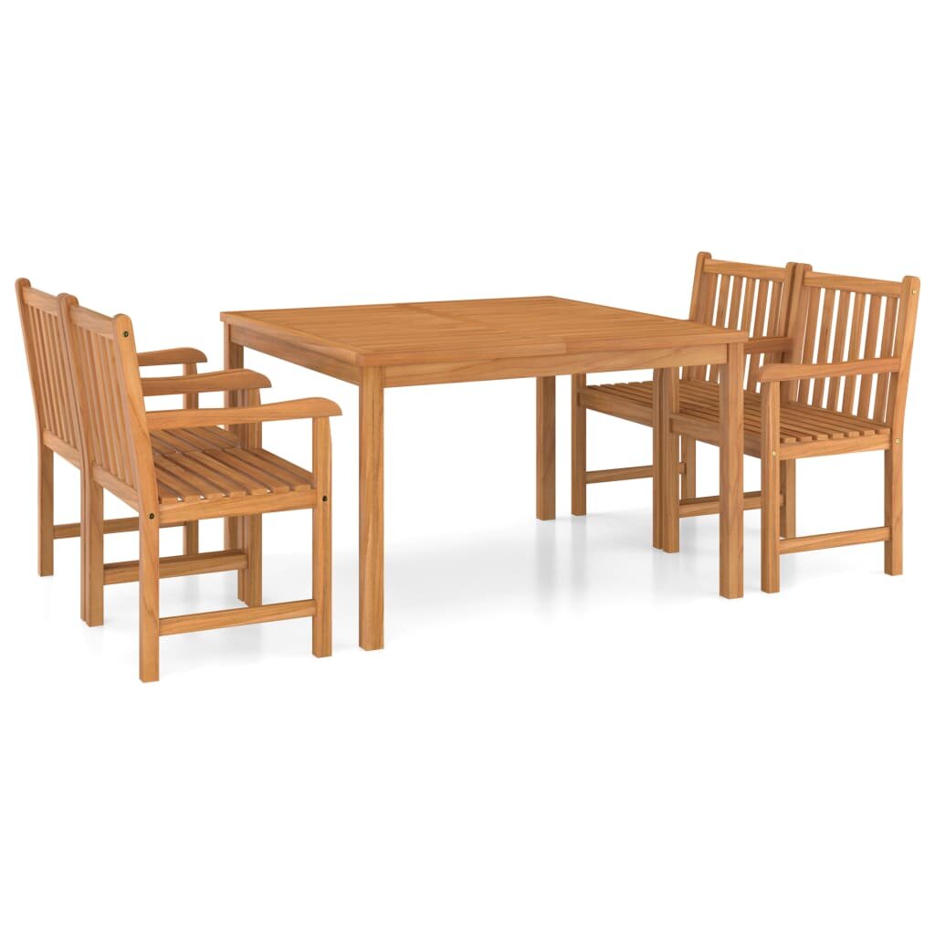 Image of 5 Piece Garden Dining Set Solid Teak Wood