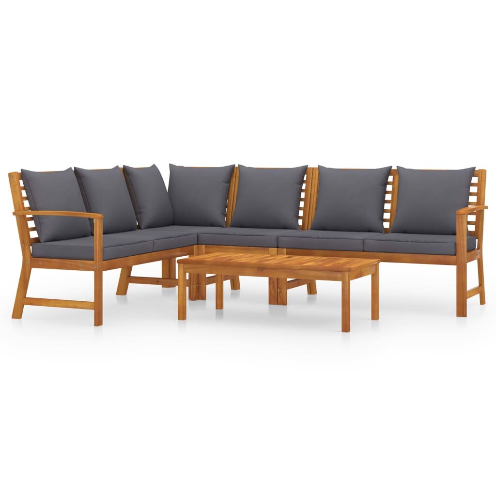 Image of 5 Piece Garden Lounge Set with Cushion Solid Acacia Wood