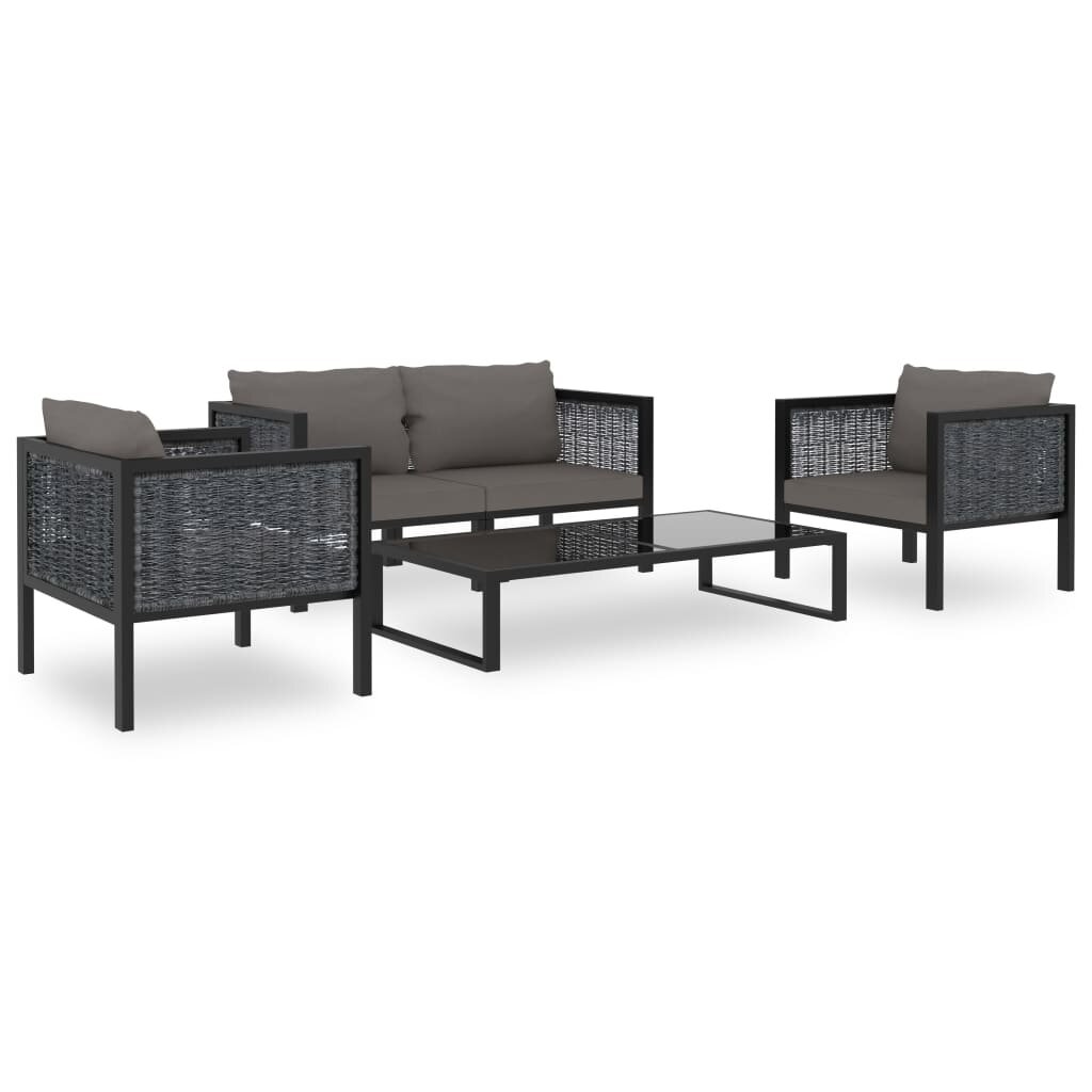 Image of 5 Piece Garden Lounge Set with Cushions Poly Rattan Anthracite