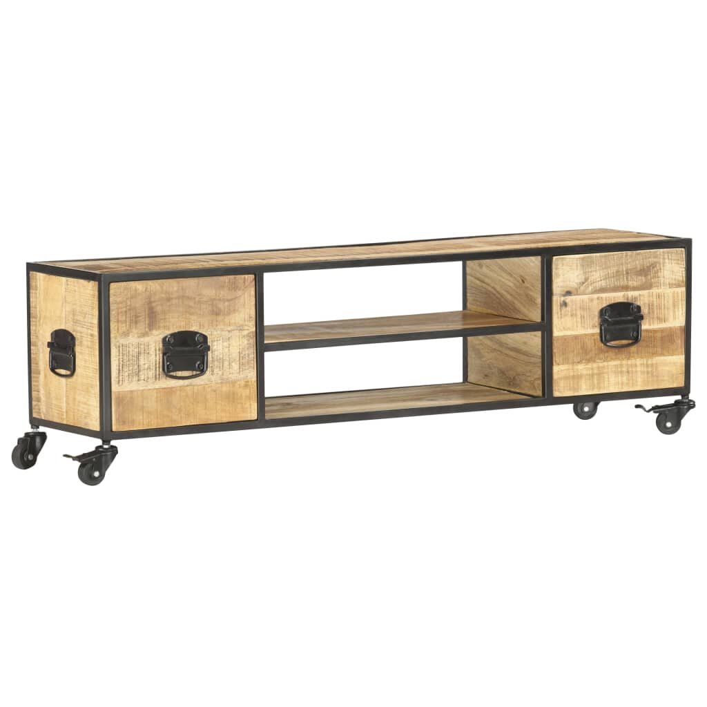 Image of 512"x118"x154" TV Cabinet with Storage Shelves and Cabinets Storage Media Console Table Solid Mango Wood
