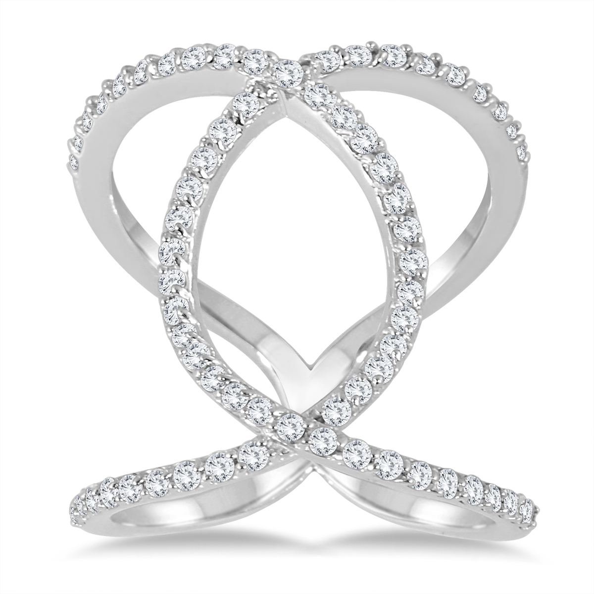 Image of 5/8 Carat TW Diamond Open Infinity Link Ring in 14K White Gold