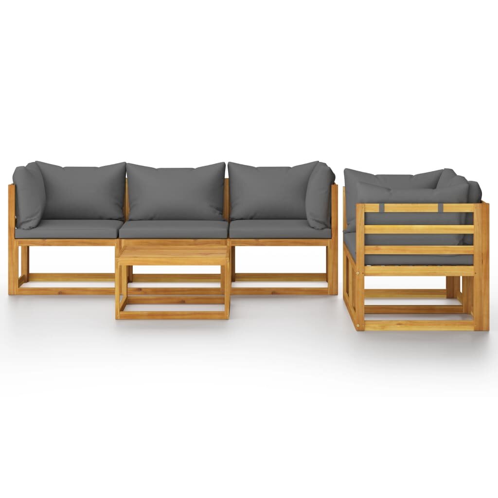 Image of 6 Piece Garden Lounge Set with Cushion Solid Acacia Wood