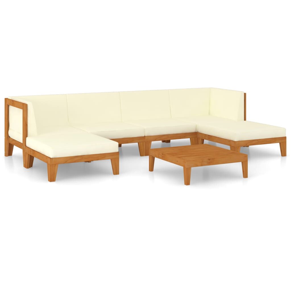 Image of 7 Piece Garden Lounge Set with Cushions Solid Acacia Wood