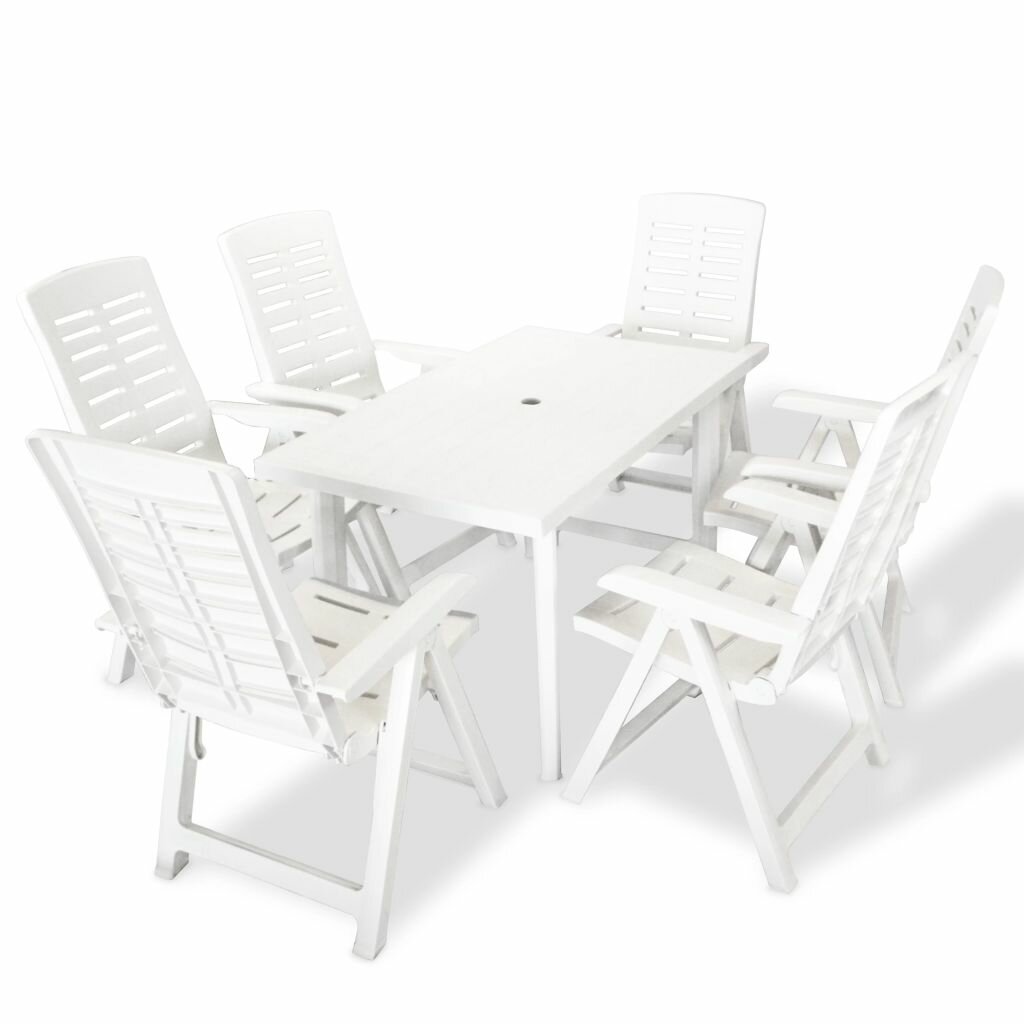 Image of 7 Piece Outdoor Dining Set Plastic White