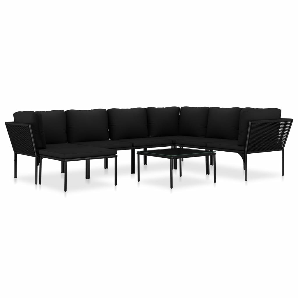 Image of 8 Piece Garden Lounge Set with Cushions Black PVC