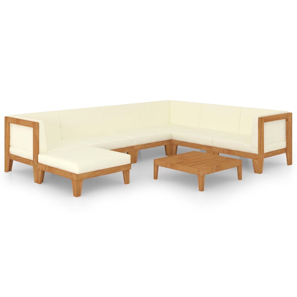 Image of 8 Piece Garden Lounge Set with Cushions Solid Acacia Wood