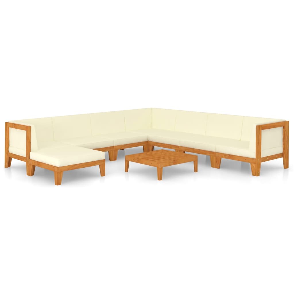 Image of 9 Piece Garden Lounge Set with Cushions Solid Acacia Wood