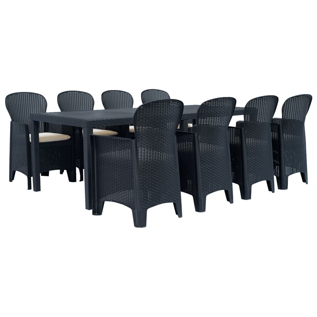 Image of 9 Piece Outdoor Dining Set Plastic Anthracite Rattan Look