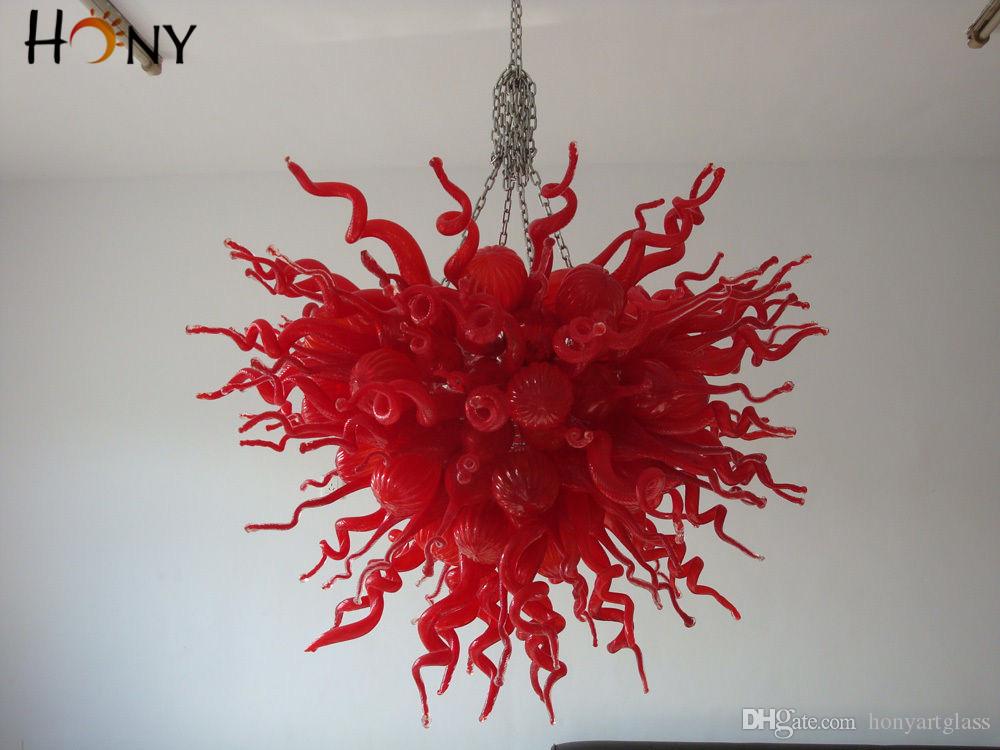 Image of AC LED Customized Style Modern Chandelier Art Popular Handicraft Europe Style Red Glass Lamp