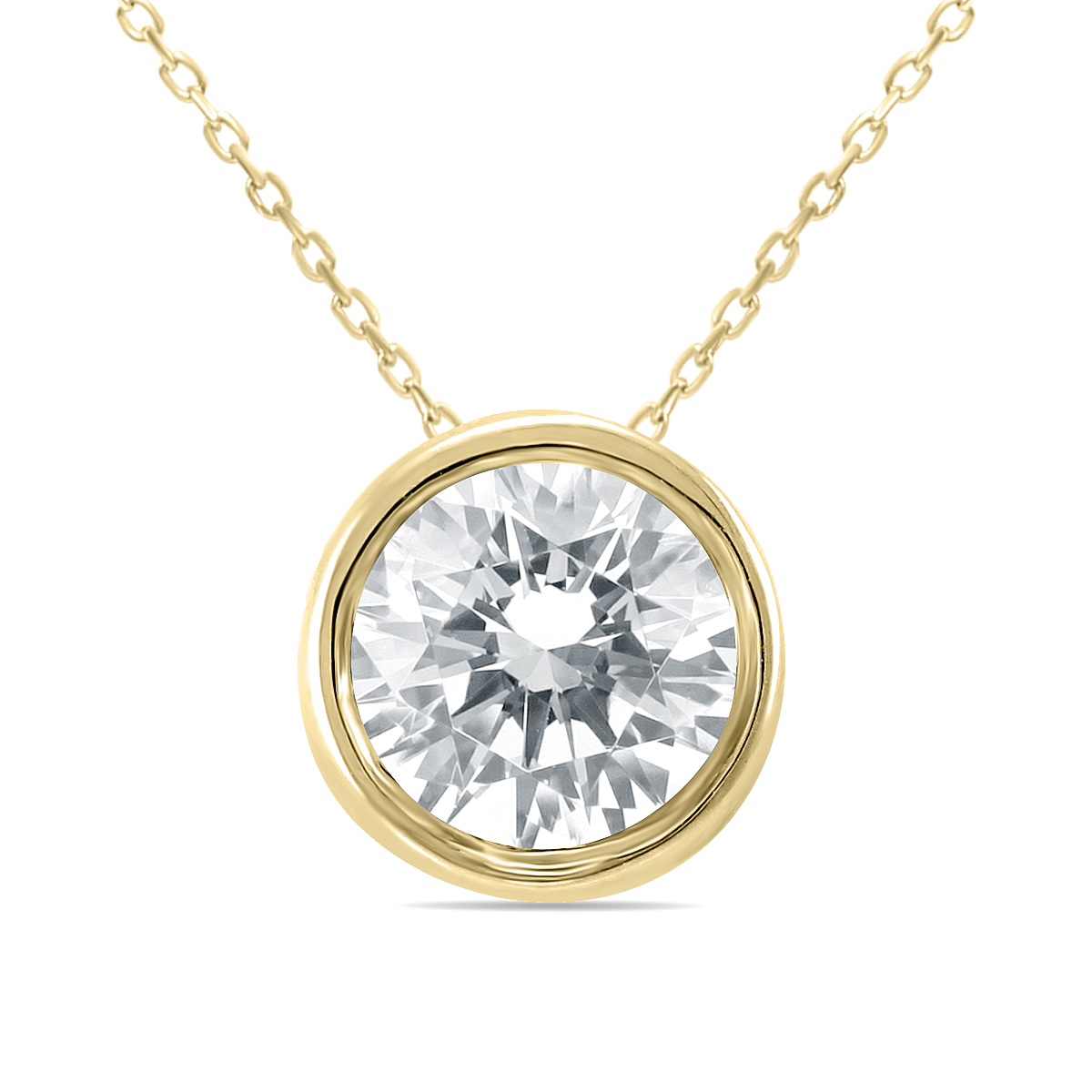 Image of AGS Certified 1 Carat Diamond Bezel Pendant in 14K Yellow Gold