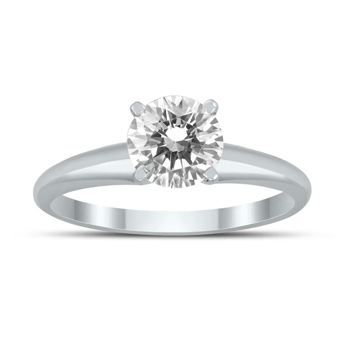 Image of AGS Certified 1 Carat Diamond Solitaire Ring in 14K White Gold (J-K Color I2-I3 Clarity)