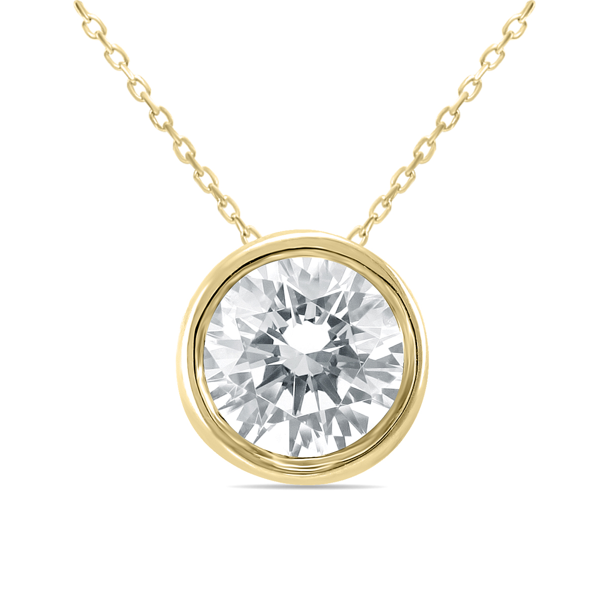 Image of AGS Certified 3/4 Carat Diamond Bezel Pendant in 14K Yellow Gold