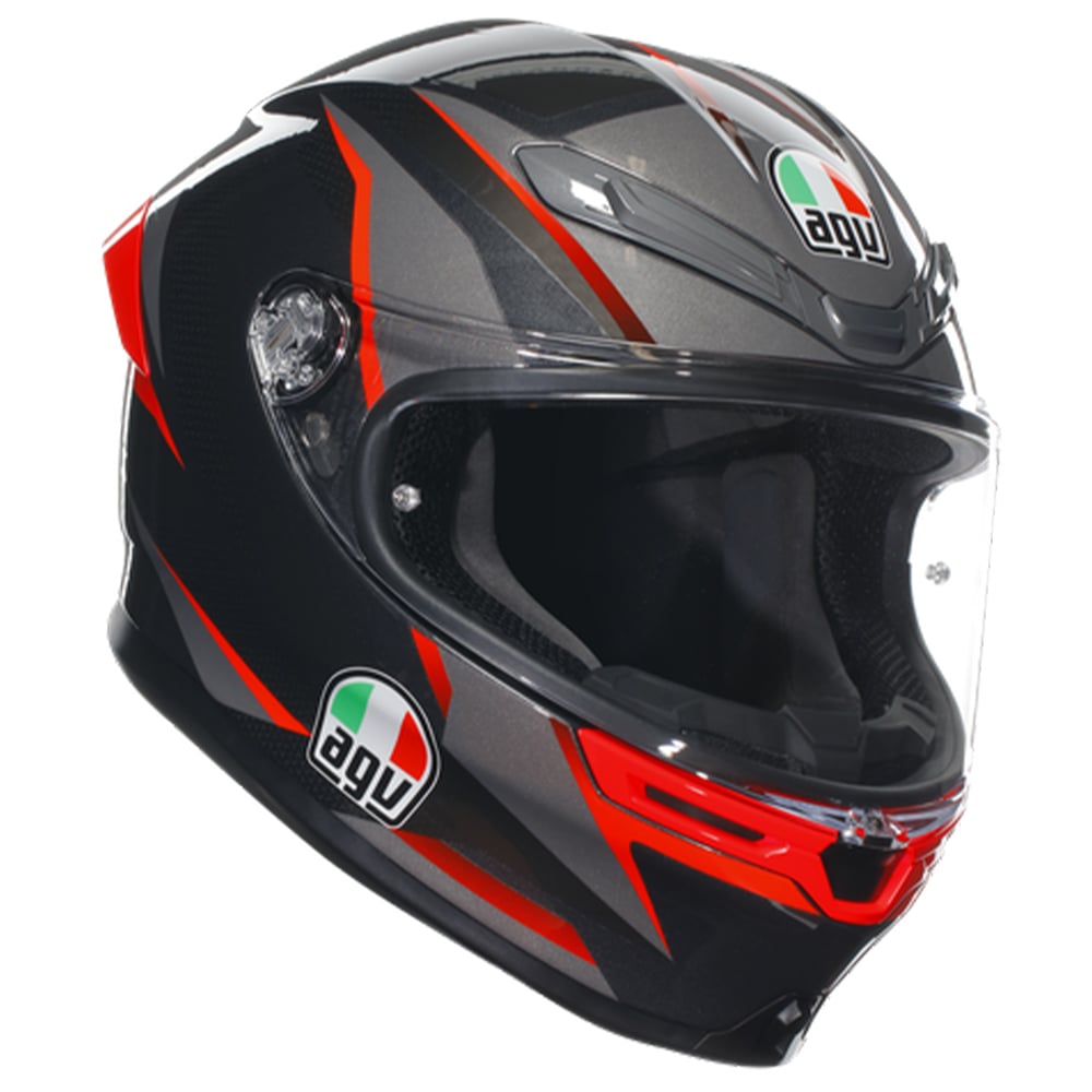 Image of AGV K6 S E2206 MPLK Slashcut Black Grey Red 014 Full Face Helmet Talla XL