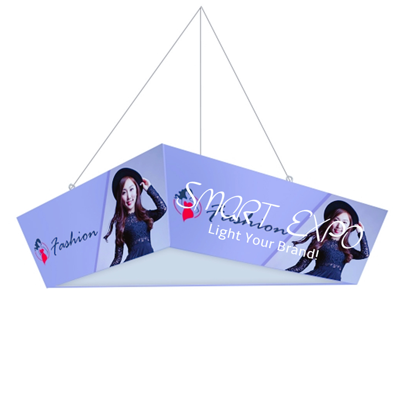 Image of Advertising Display 10ft(TL)*8ft (BL)*4ft (H) Tapered Triangular Hanging Banner for Trade Show with Strong Aluminum Tubing Structure