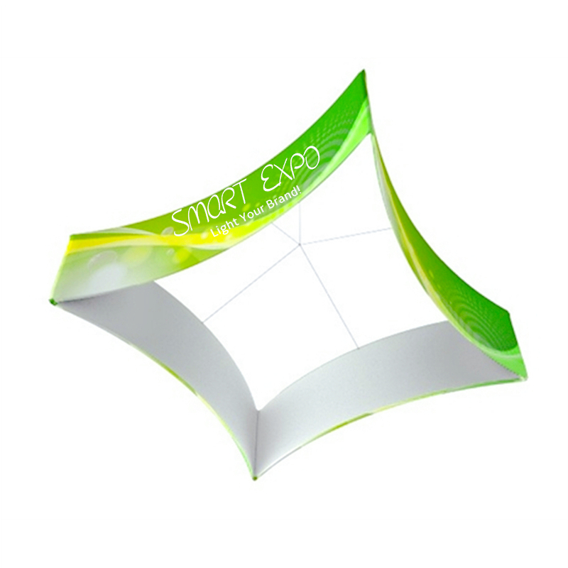 Image of Advertising Display 12ft (Cl)*5ft (H) Curved Square Shape Easy Fabric Hanging Banner for Trade Show with Strong Aluminum Tubing Structure