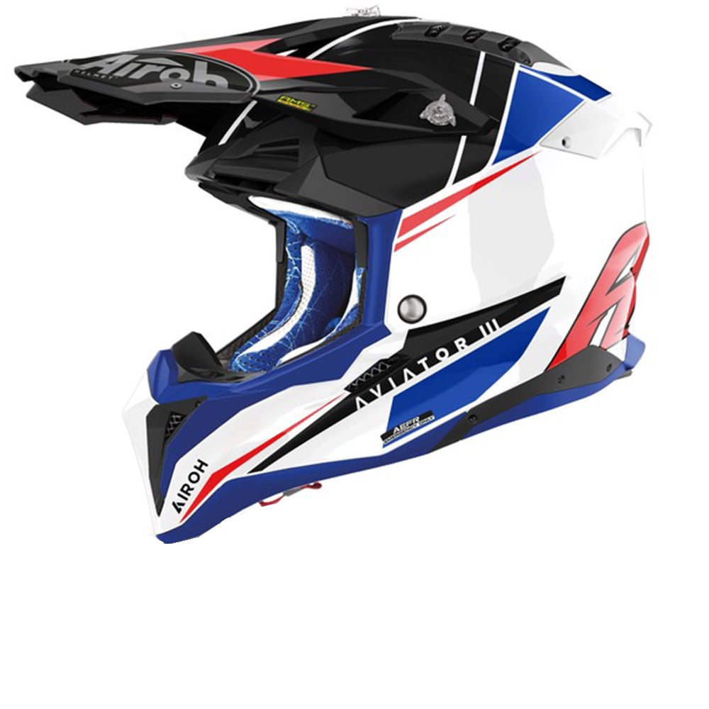 Image of Airoh Aviator 3 Push Blue Red Offroad Helmet Talla XS