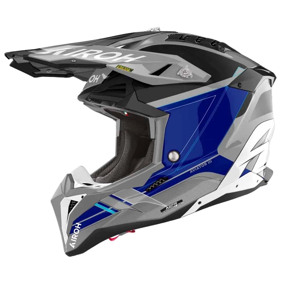 Image of Airoh Aviator 3 Saber Blue Offroad Helmet Size M ID 8029243360971