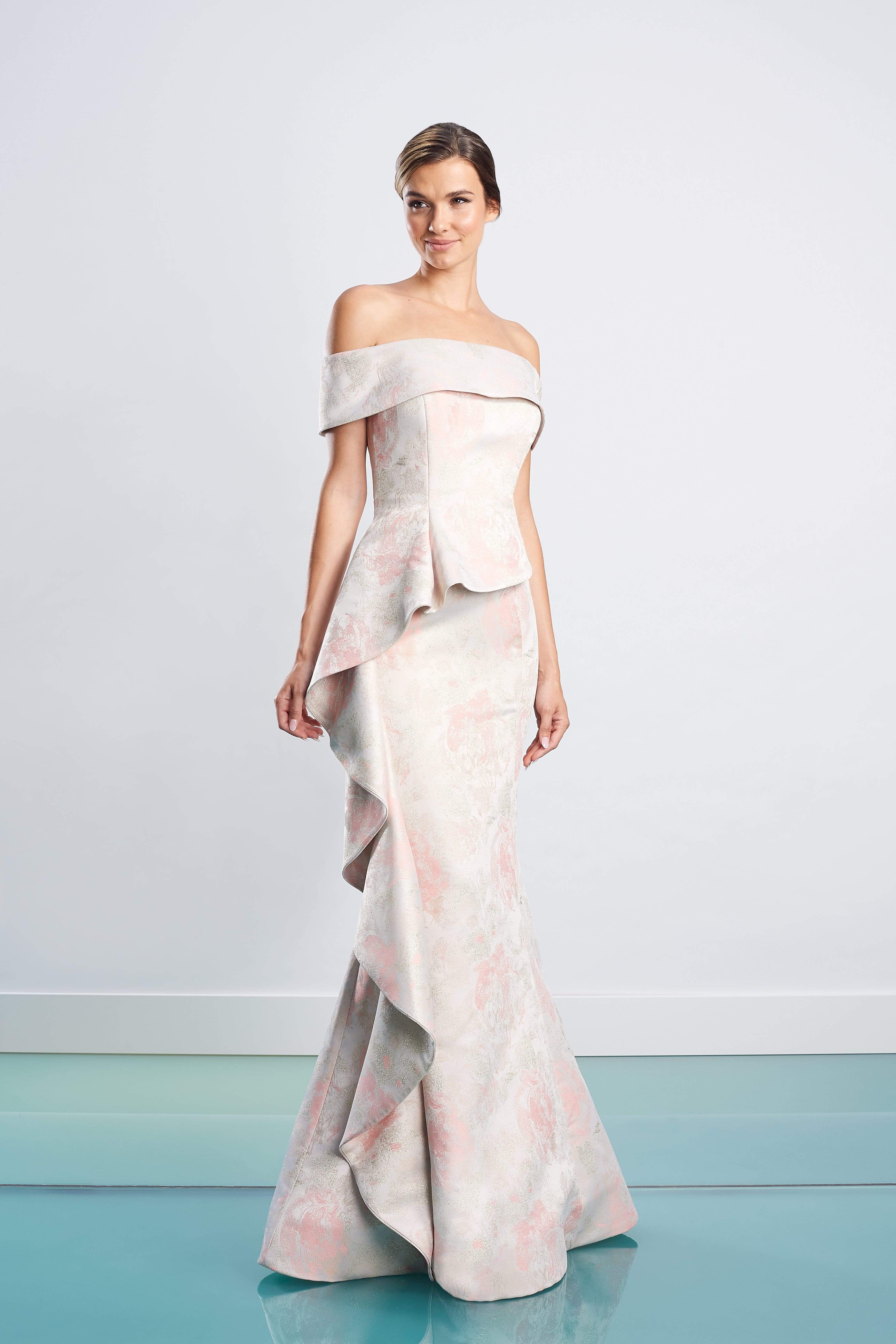 Image of Alexander by Daymor - 1467 Off Shoulder Glittered Floral Gown