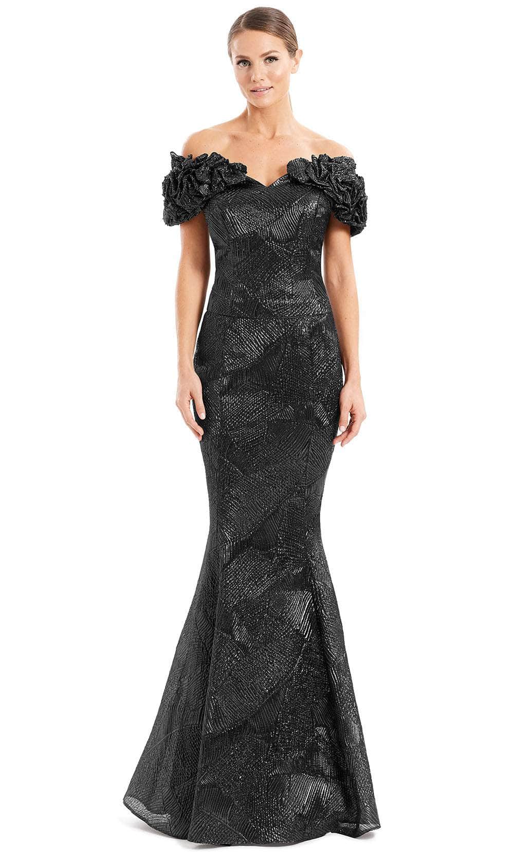 Image of Alexander by Daymor 1650 - Ruffled Sleeve Metallic Evening Gown