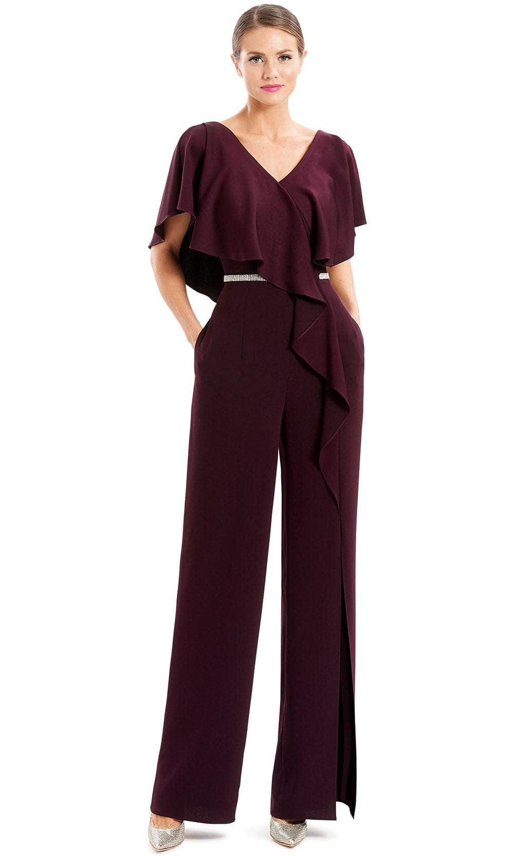 Image of Alexander by Daymor 1669 - Ruffled Short Sleeve Formal Jumpsuit