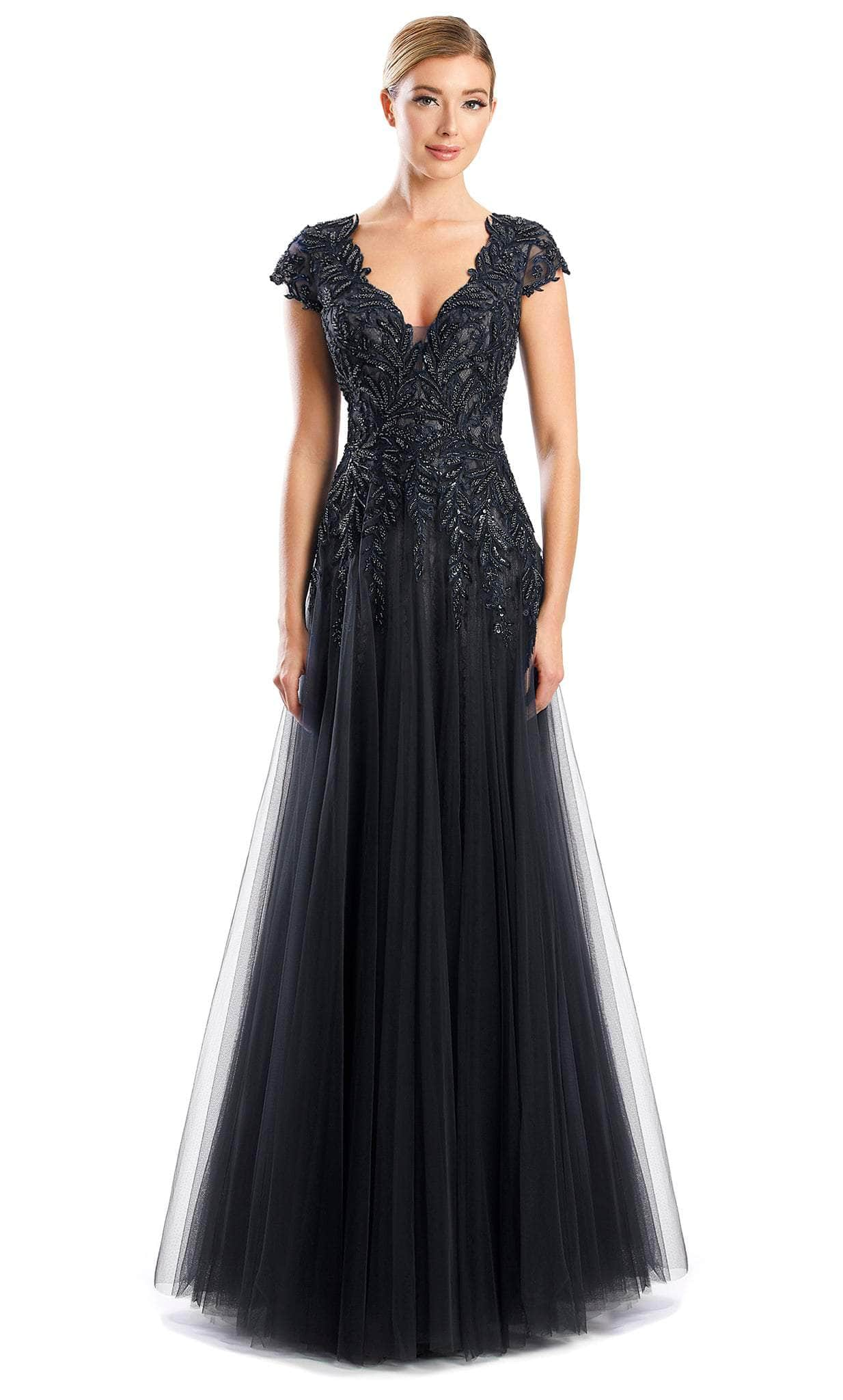 Image of Alexander by Daymor 1755S23 - V Neck Laced A-Line Gown